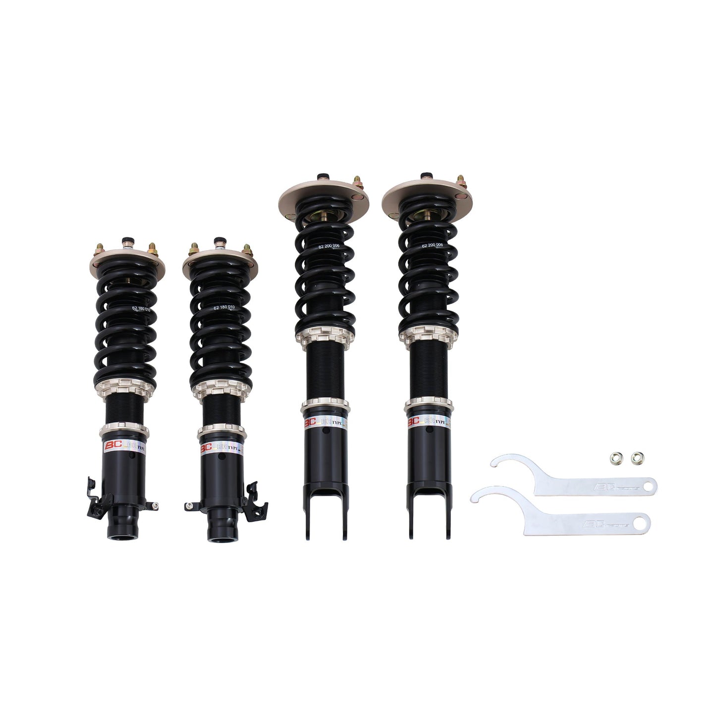 BC Racing coilovers on a white background