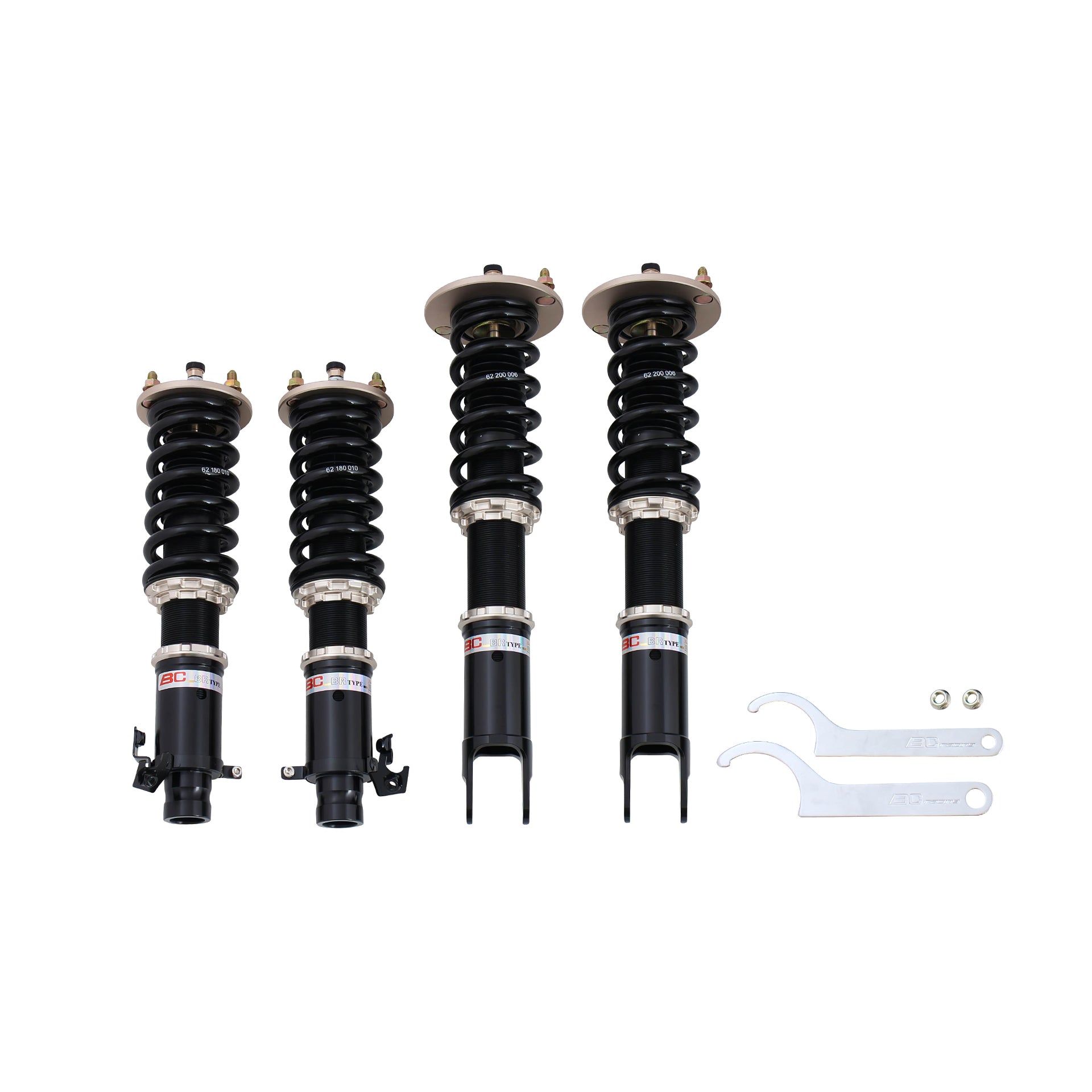BC Racing coilovers on a white background