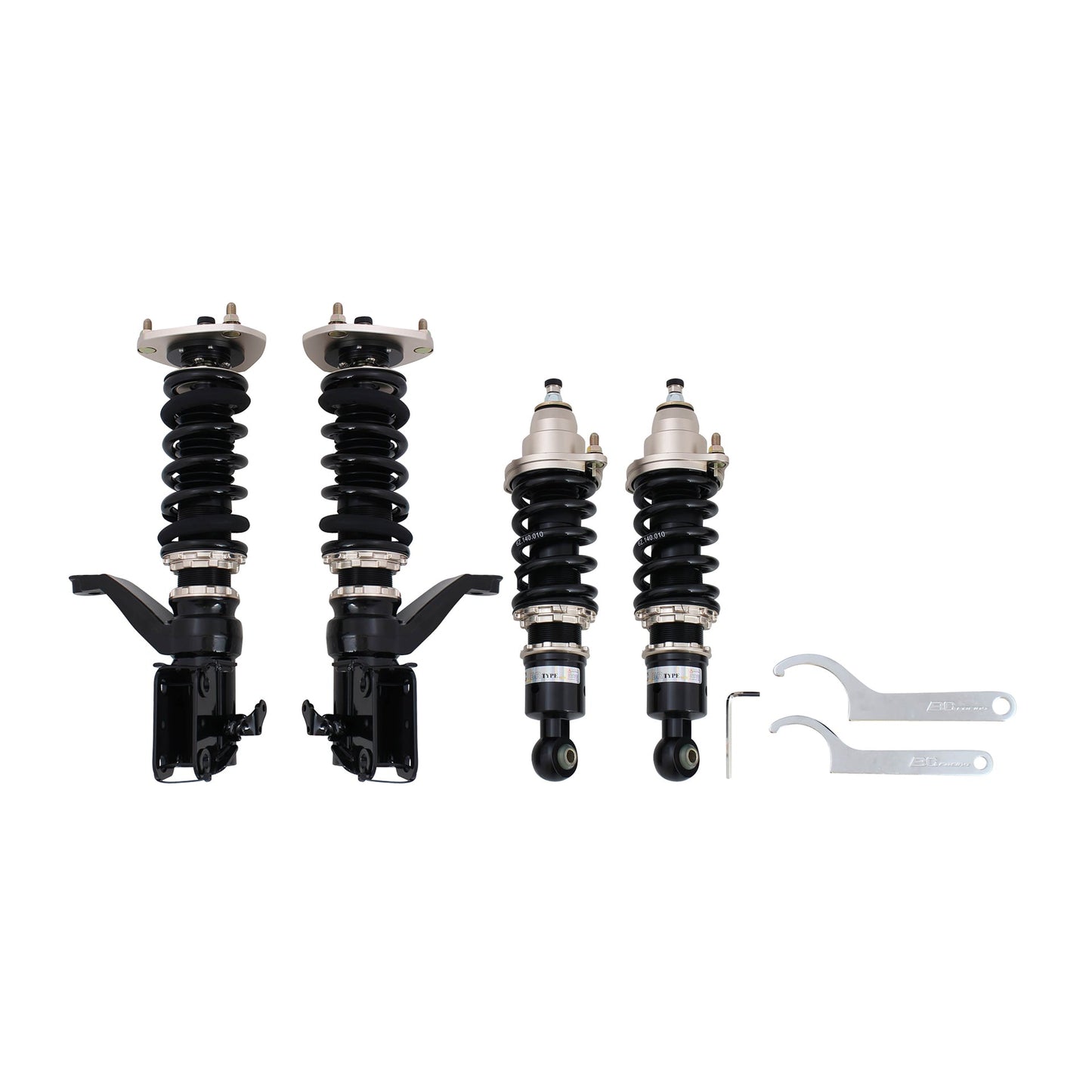BC Racing coilovers on a white background