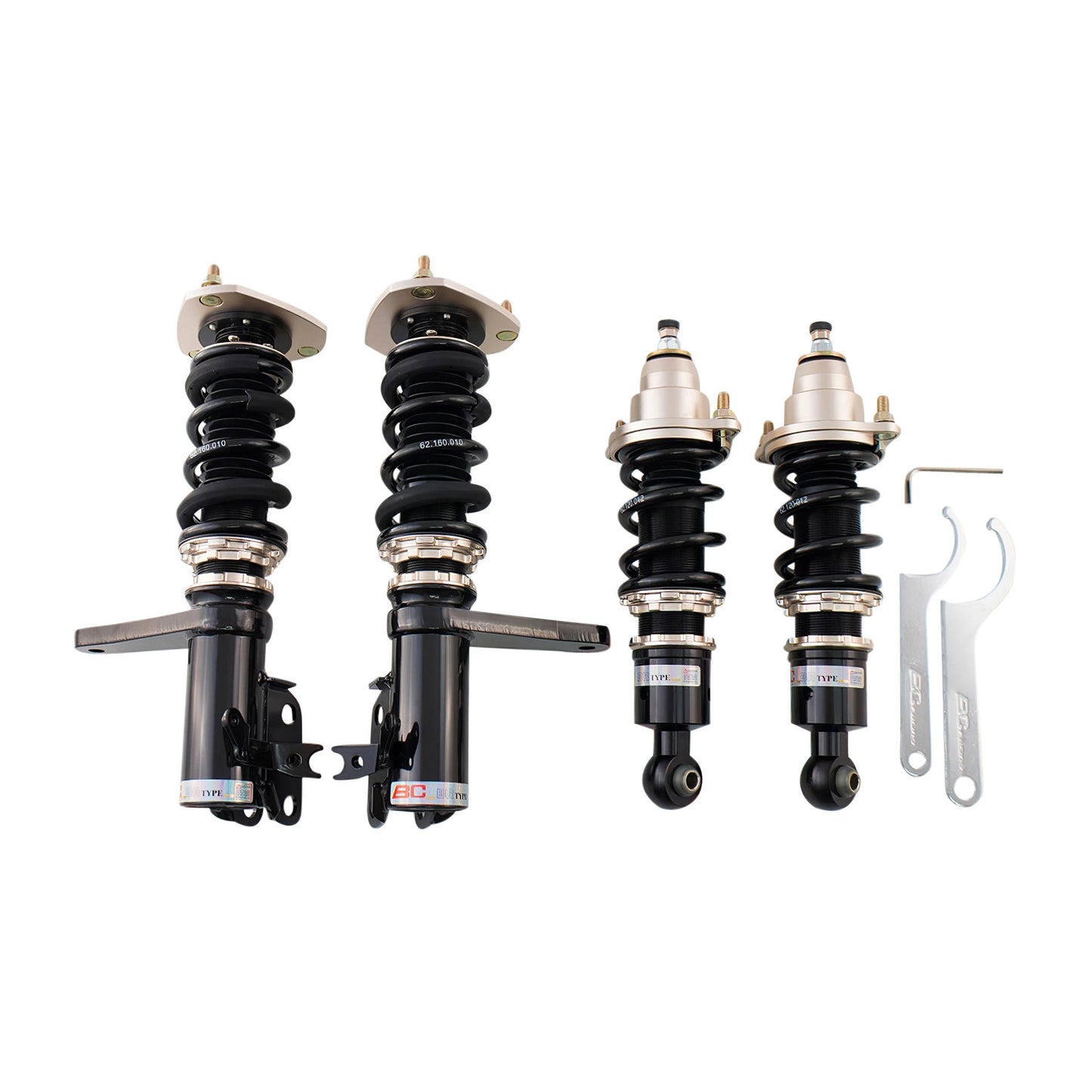 BC Racing coilovers on a white background
