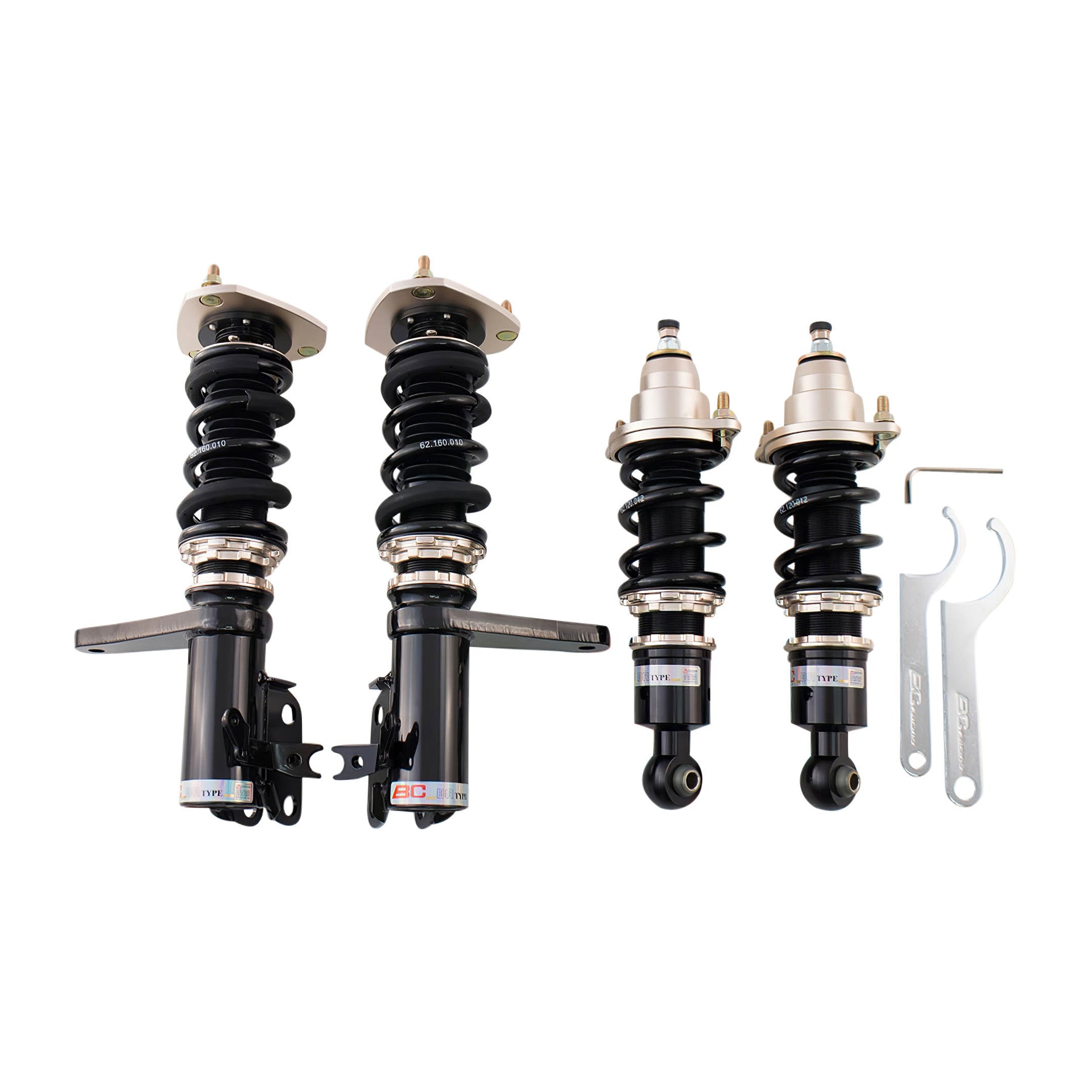 BC Racing coilovers on a white background