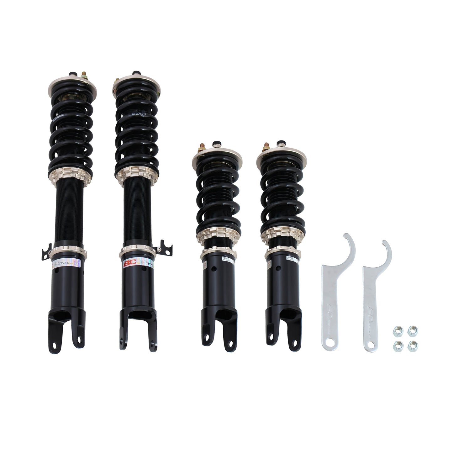 BC Racing coilovers on a white background