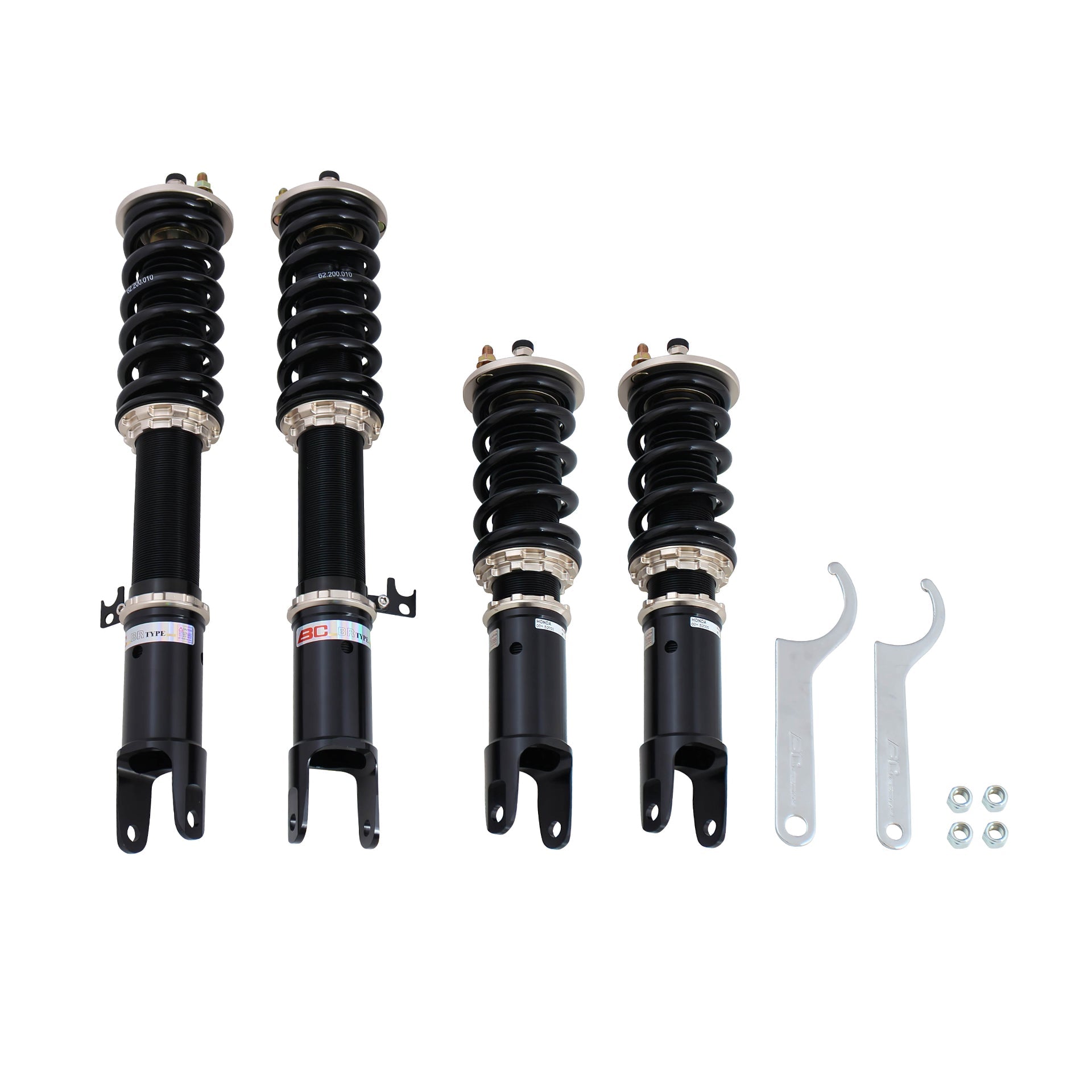 BC Racing coilovers on a white background