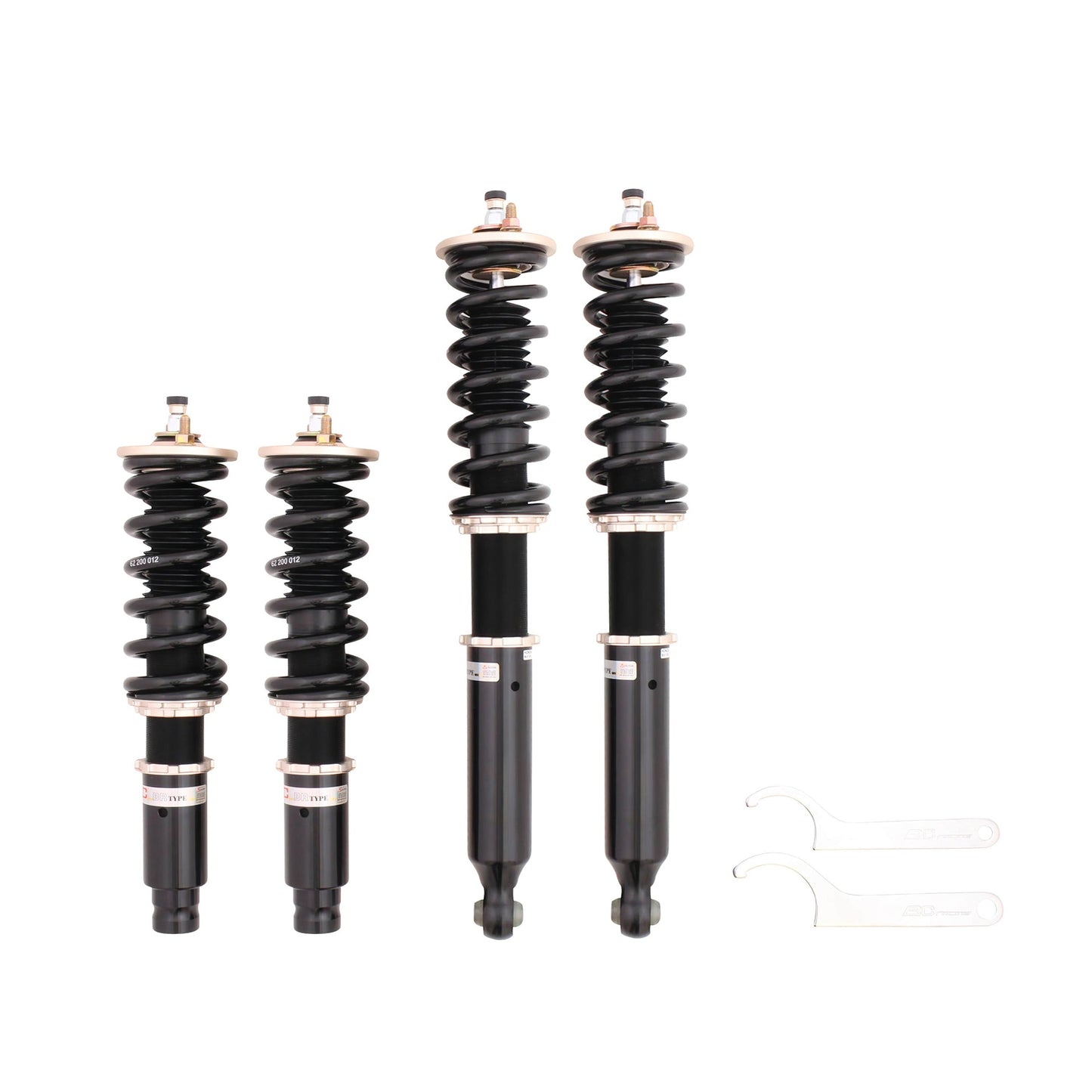 BC Racing coilovers on a white background