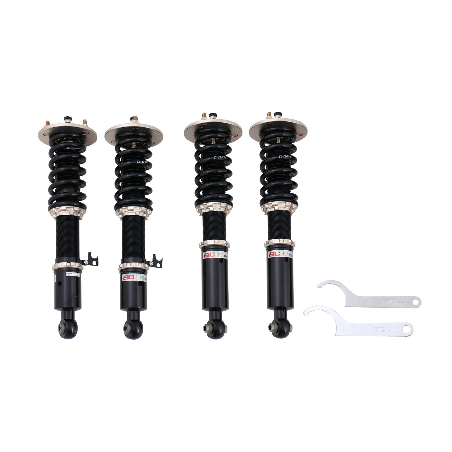 BC Racing coilovers on a white background