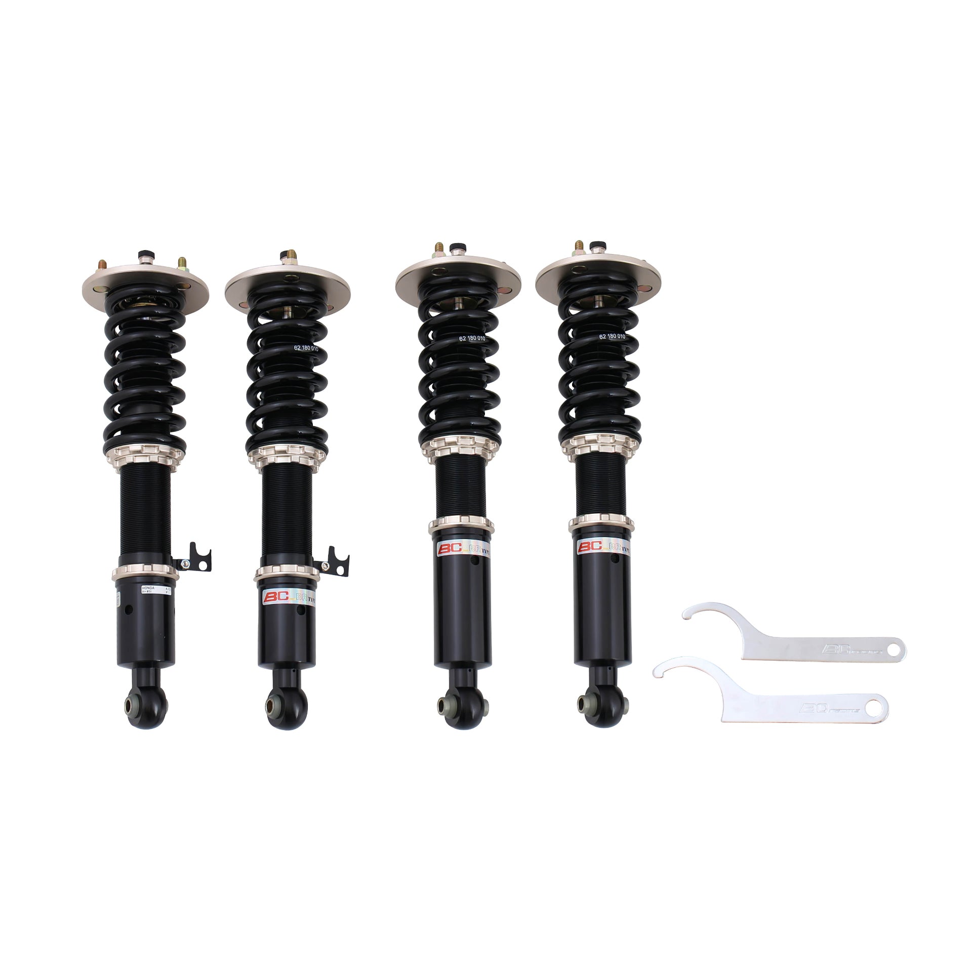 BC Racing coilovers on a white background