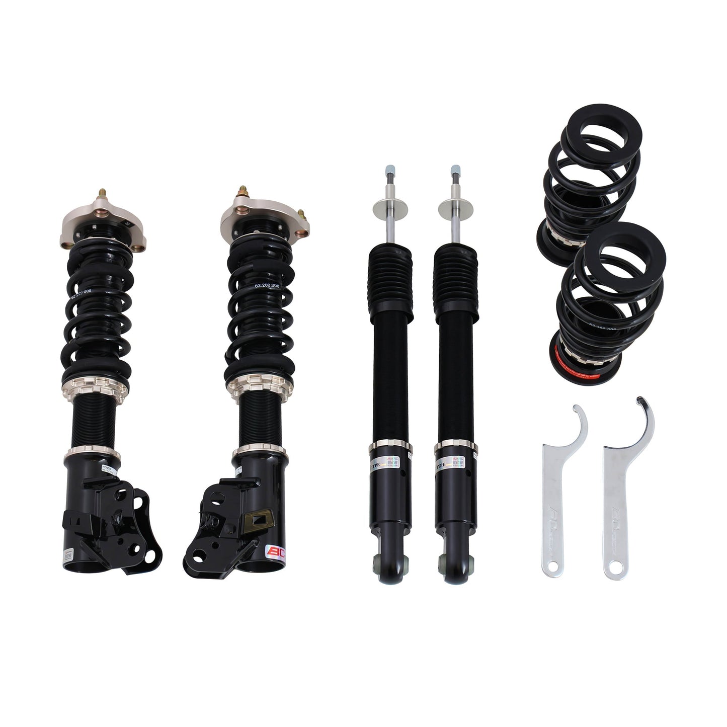 BC Racing coilovers on a white background
