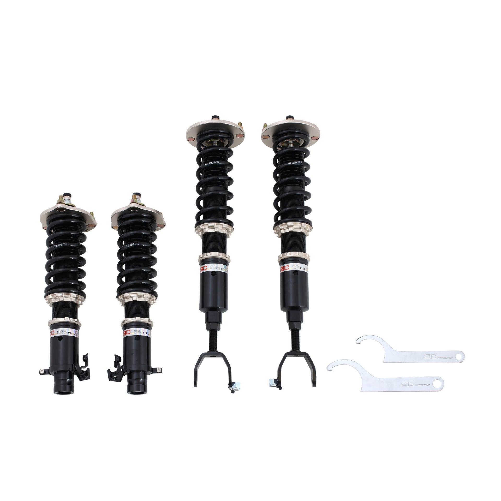 BC Racing coilovers on a white background