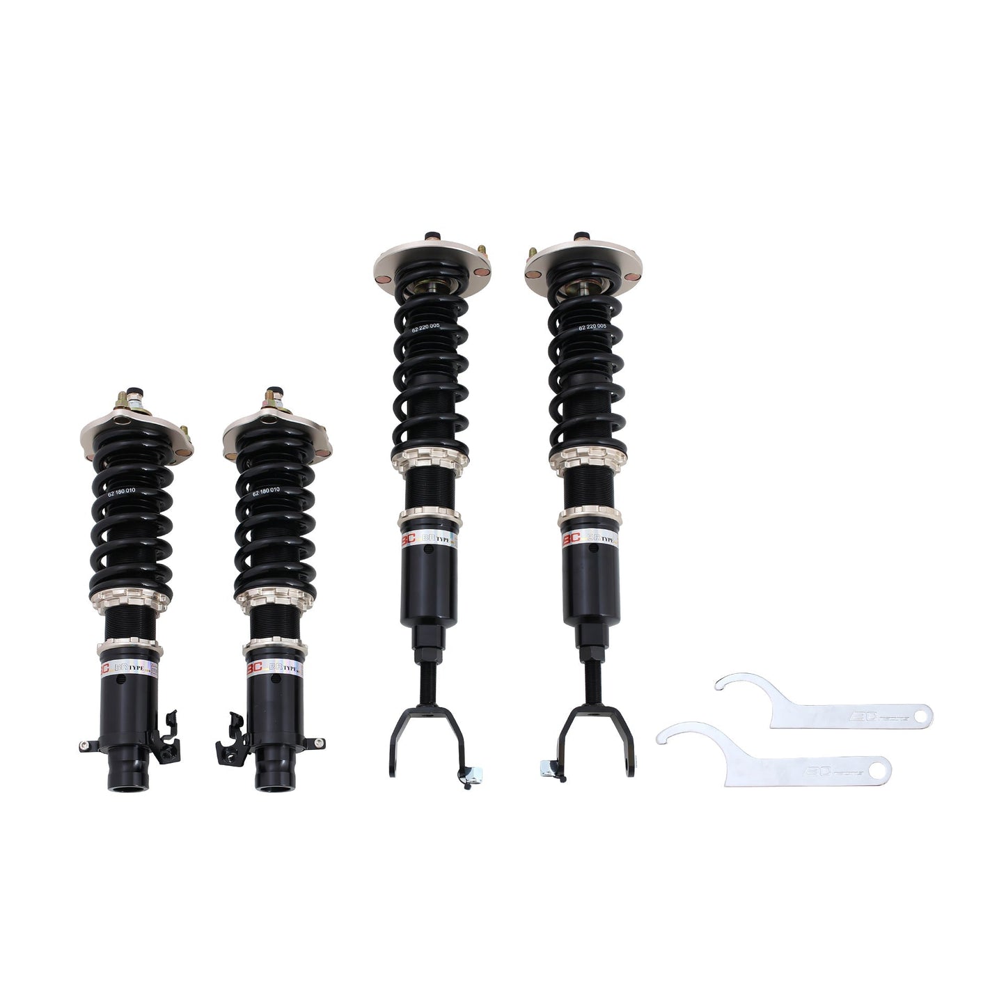 BC Racing coilovers on a white background