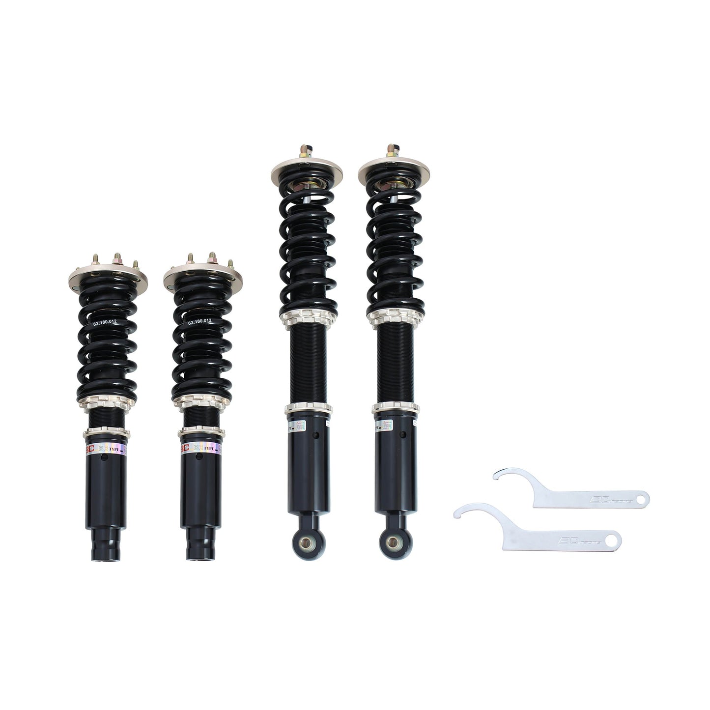 BC Racing coilovers on a white background