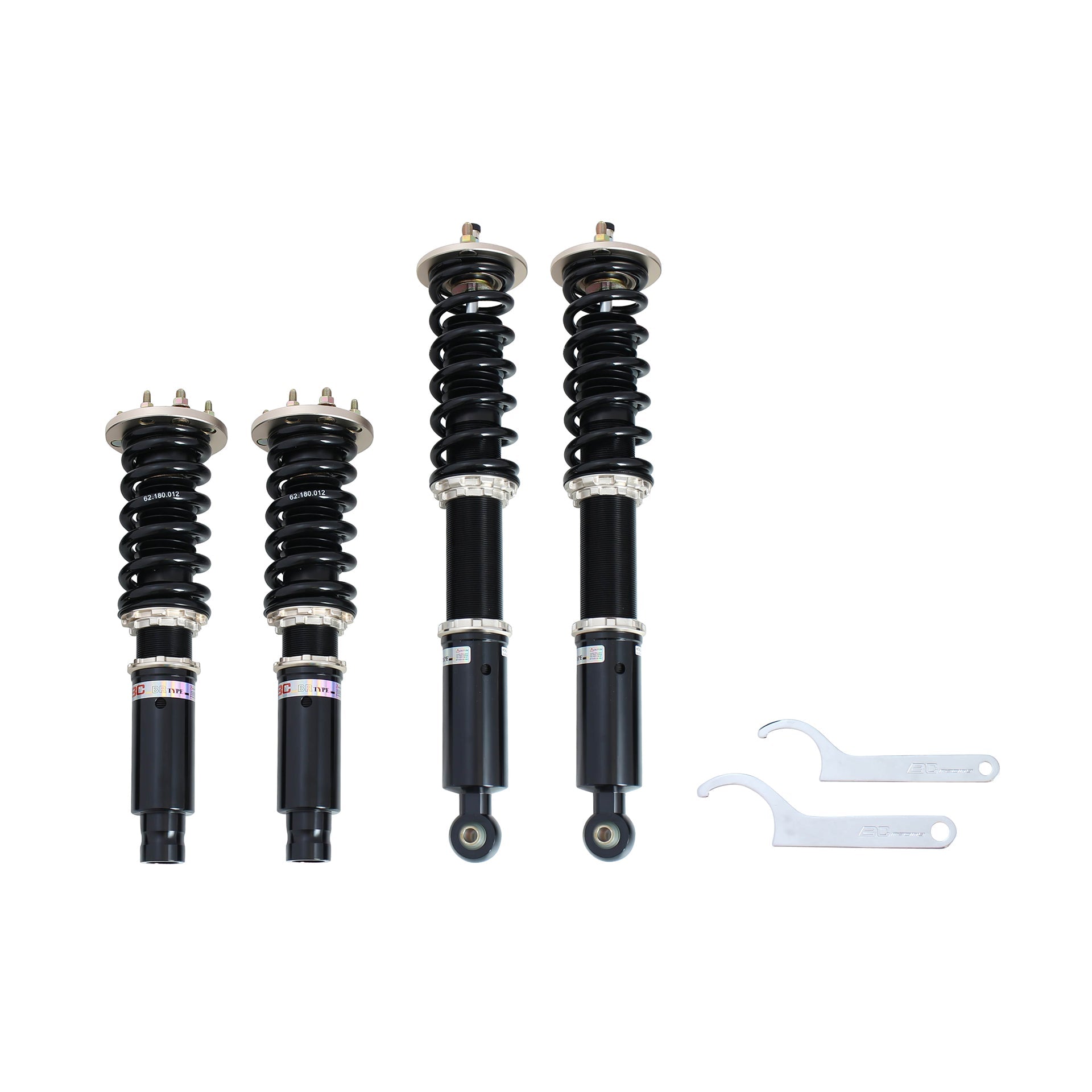 BC Racing coilovers on a white background