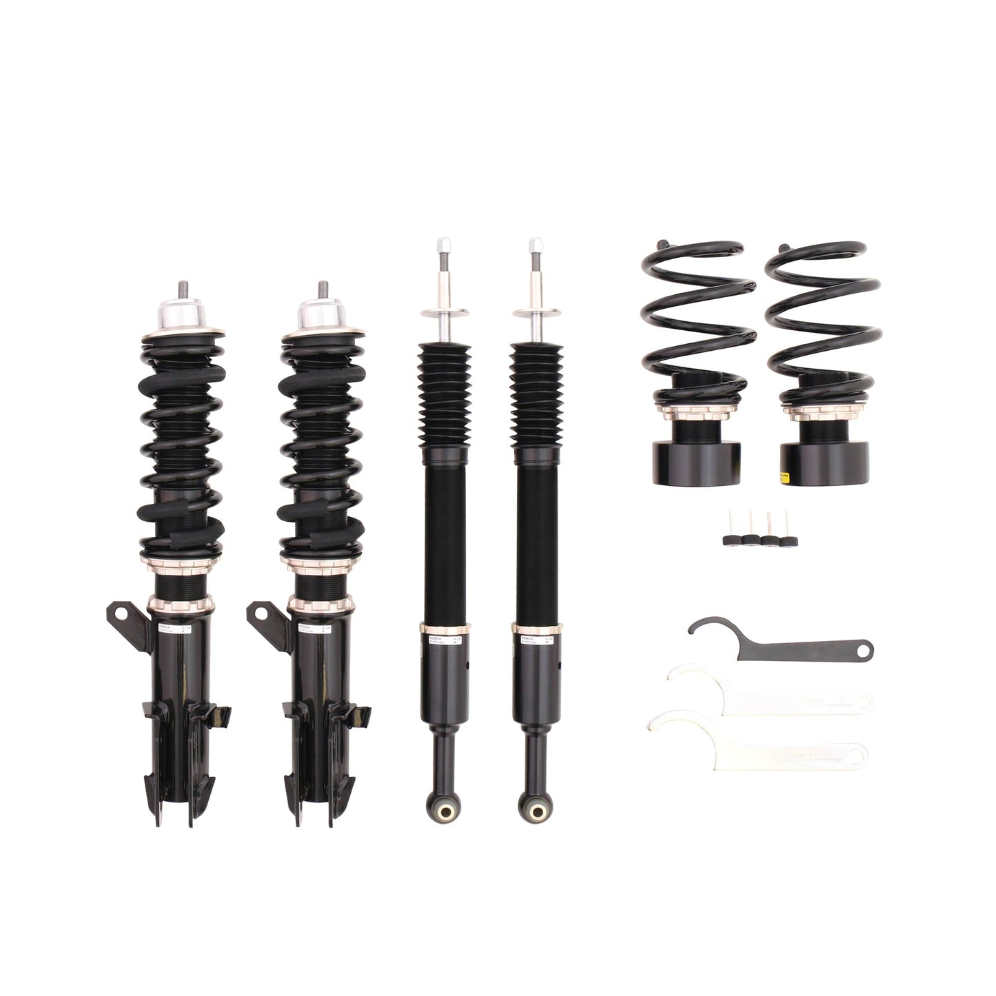 BC Racing coilovers on a white background