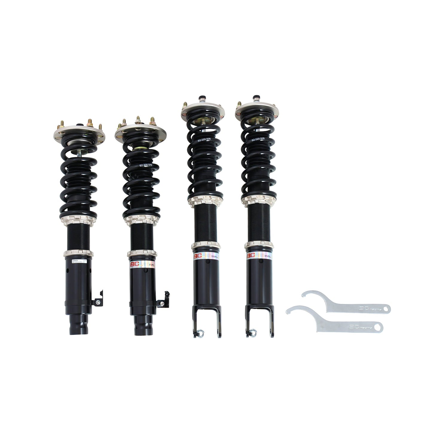 BC Racing coilovers on a white background