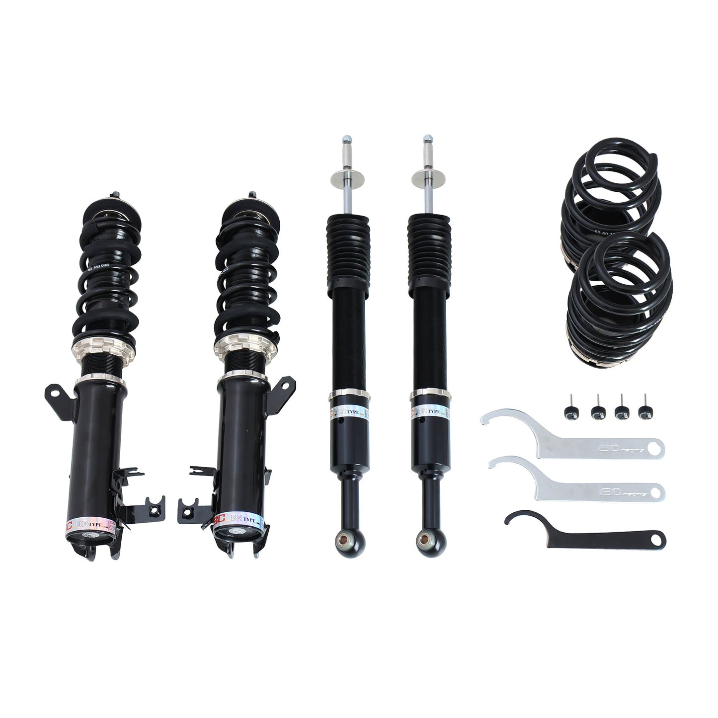 BC Racing coilovers on a white background