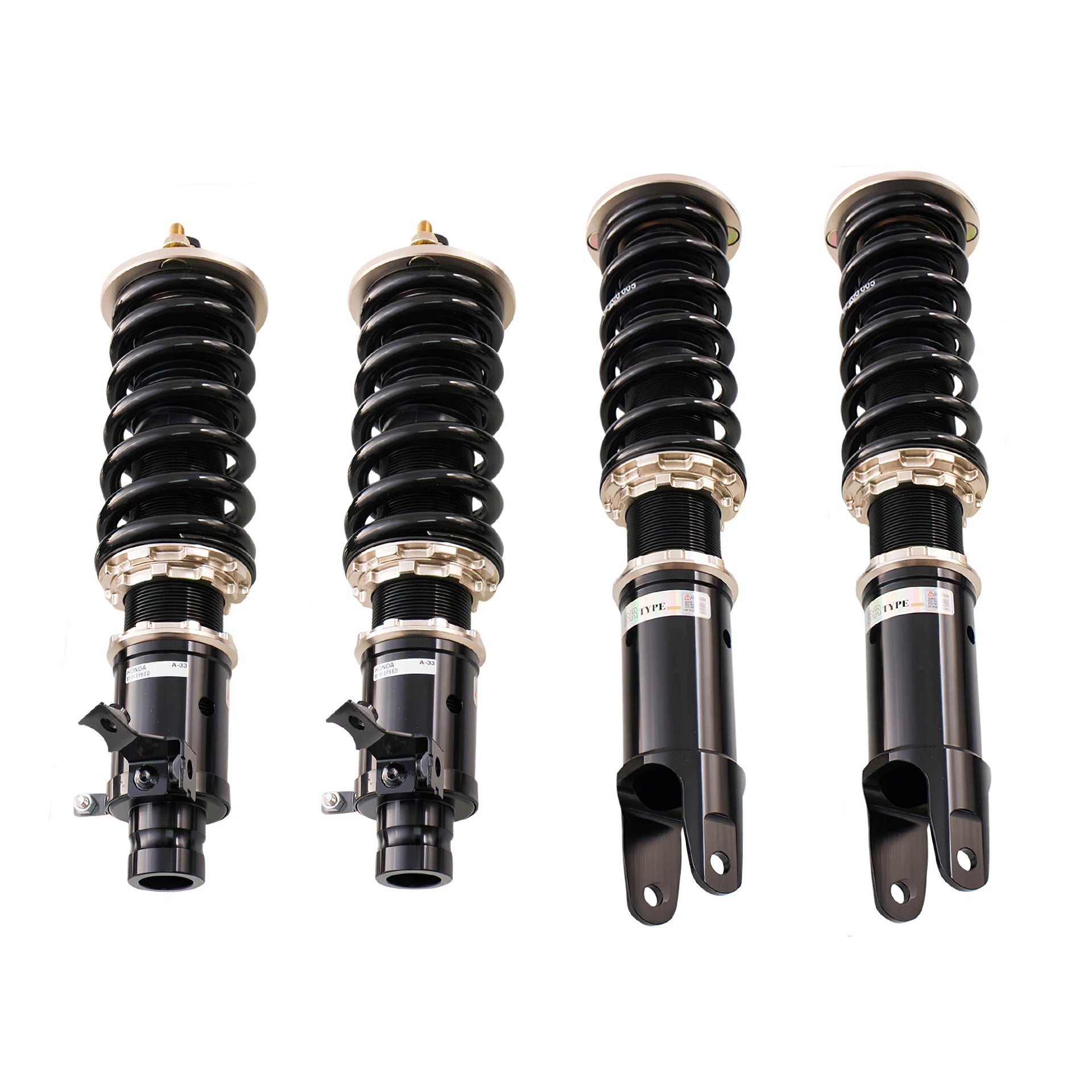 BC Racing coilovers on a white background