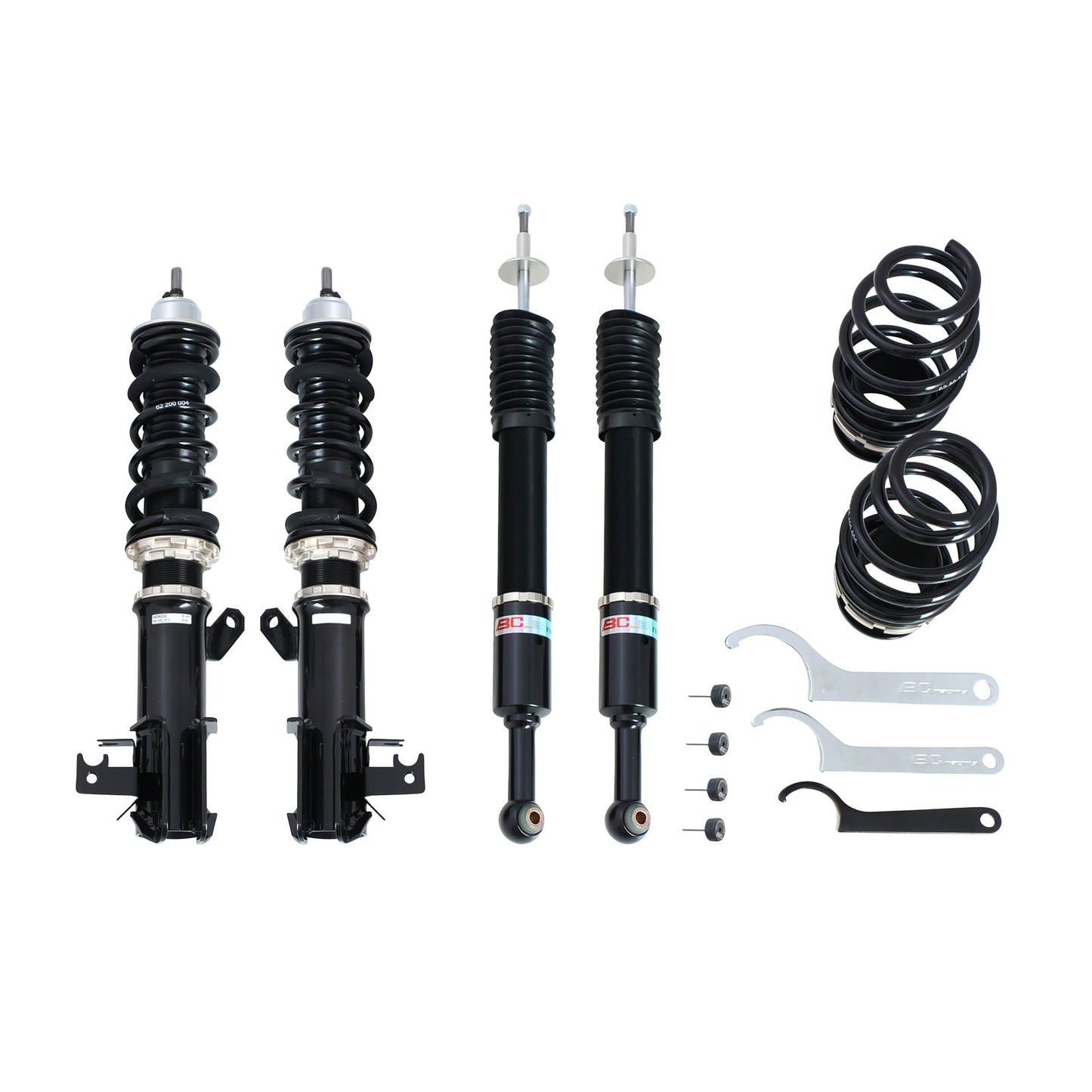 BC Racing coilovers on a white background