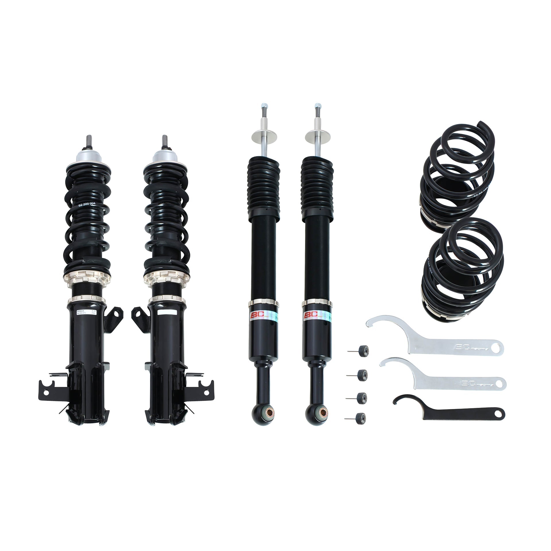 BC Racing coilovers on a white background