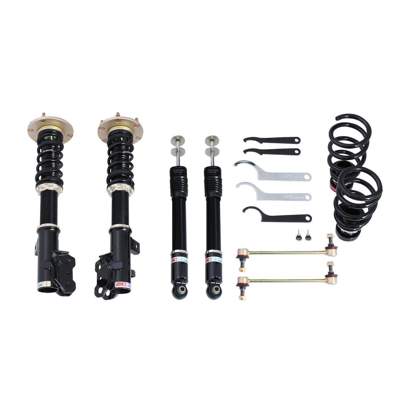 BC Racing coilovers on a white background