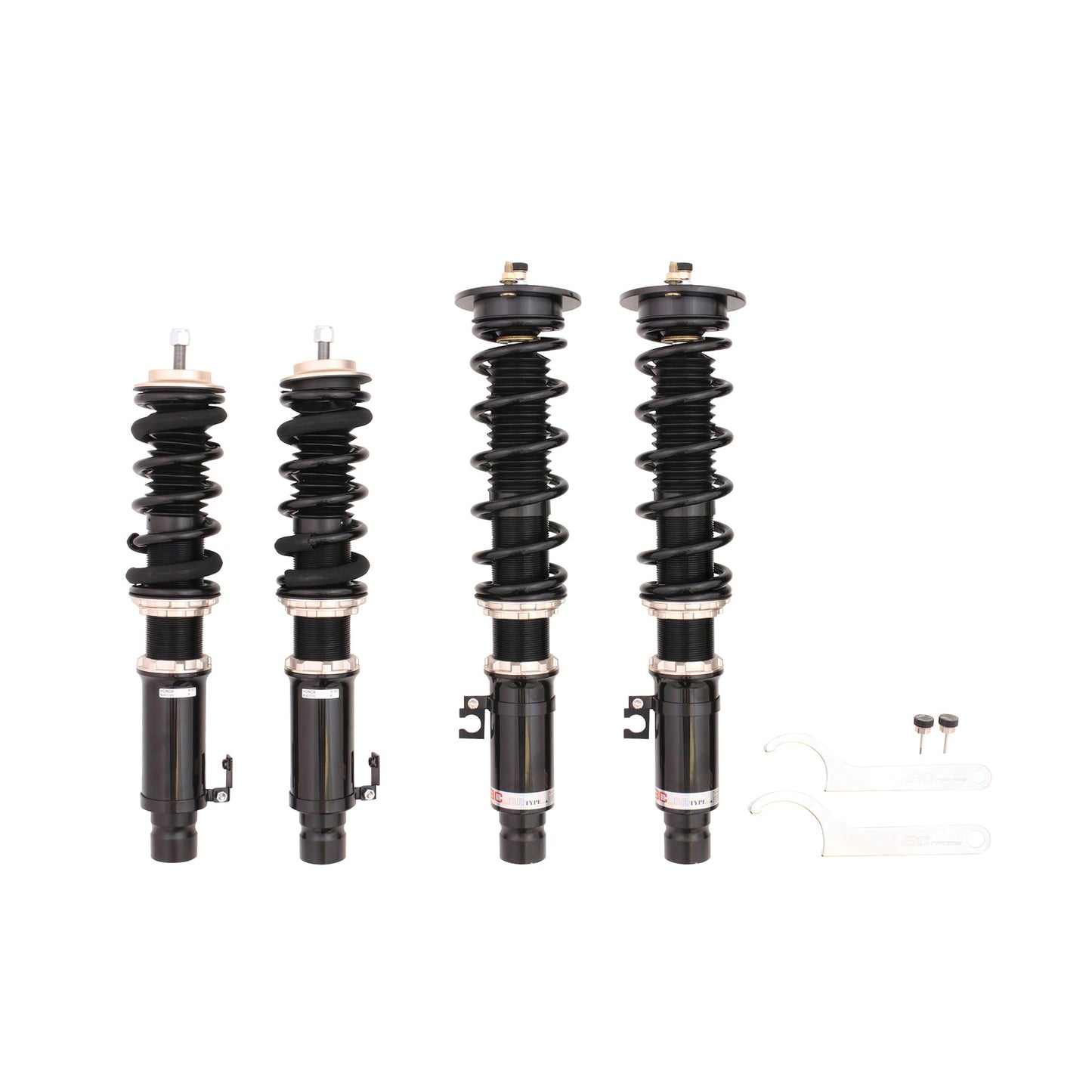 BC Racing coilovers on a white background