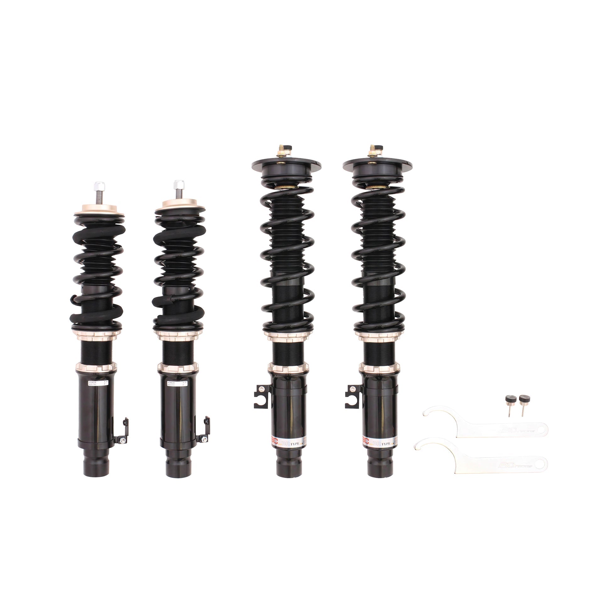 BC Racing coilovers on a white background