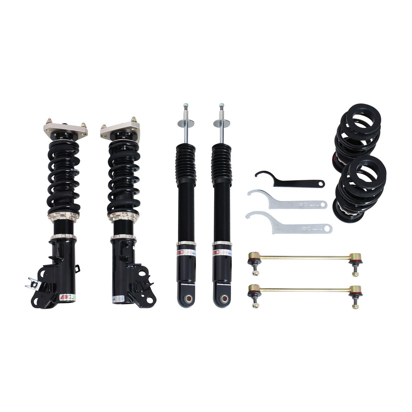 BC Racing coilovers on a white background