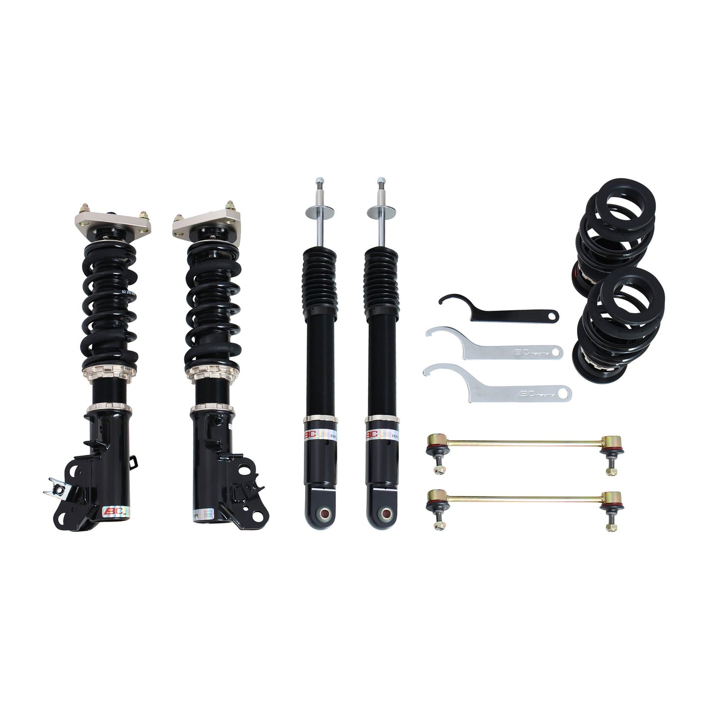 BC Racing coilovers on a white background