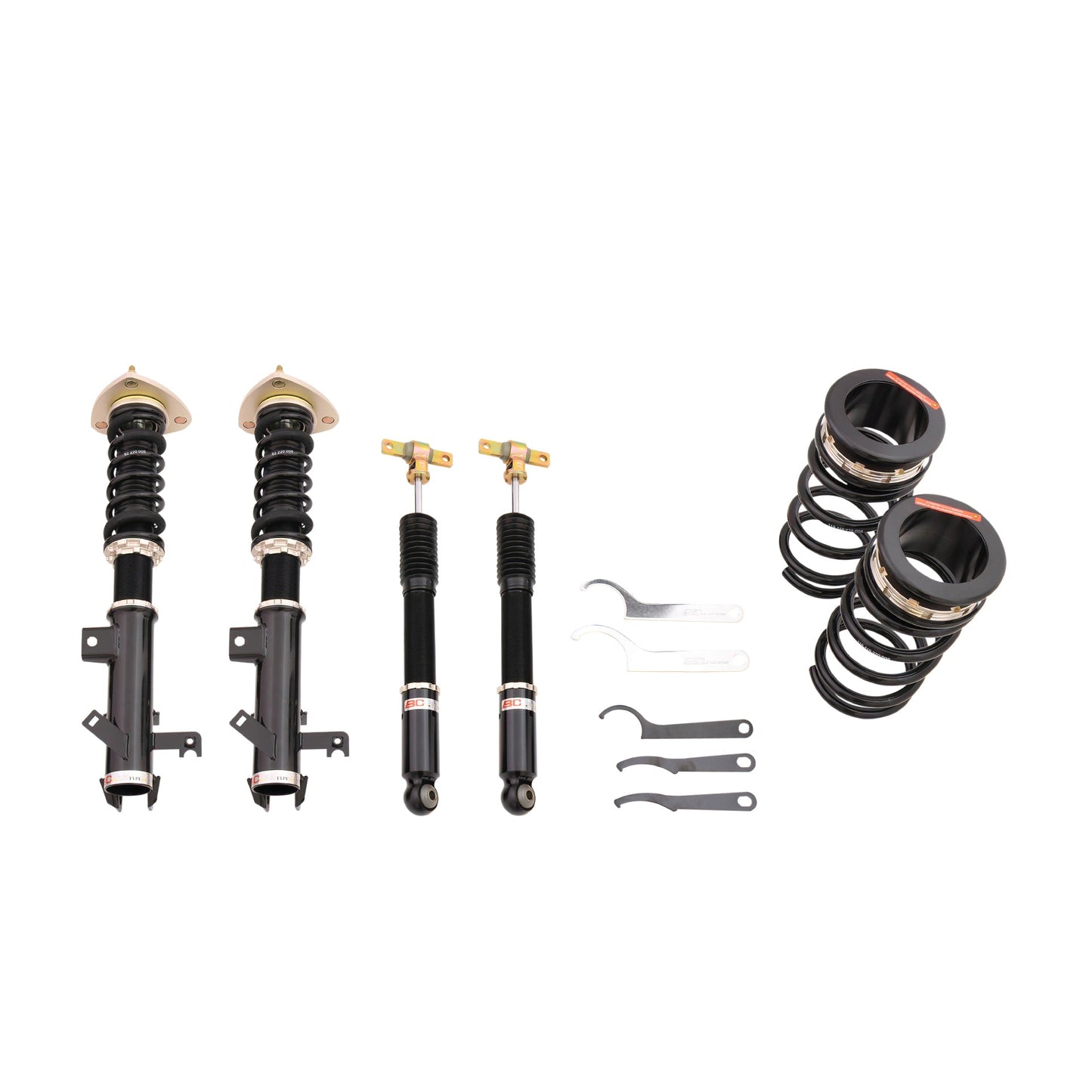 BC Racing coilovers on a white background