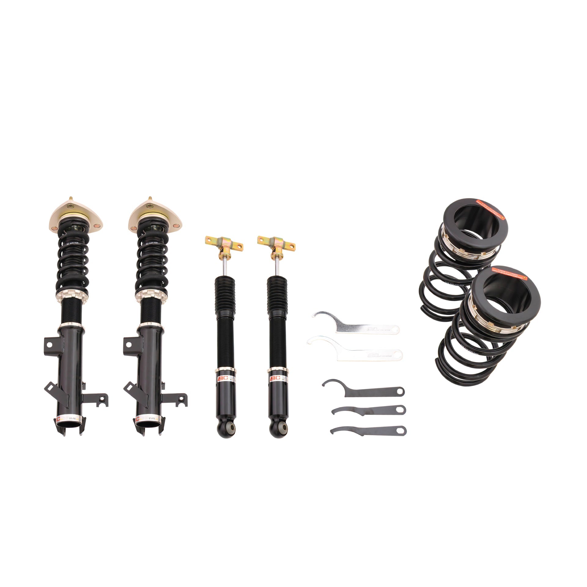 BC Racing coilovers on a white background