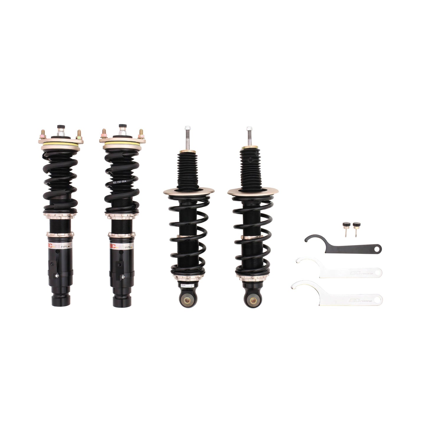 BC Racing coilovers on a white background