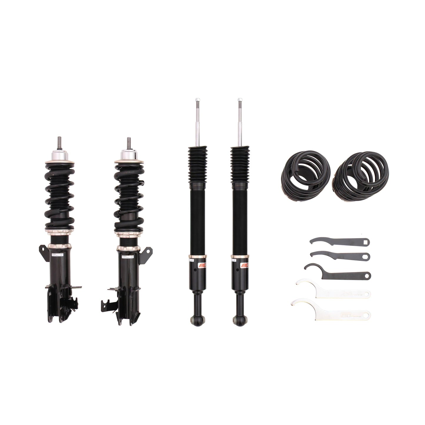 BC Racing coilovers on a white background