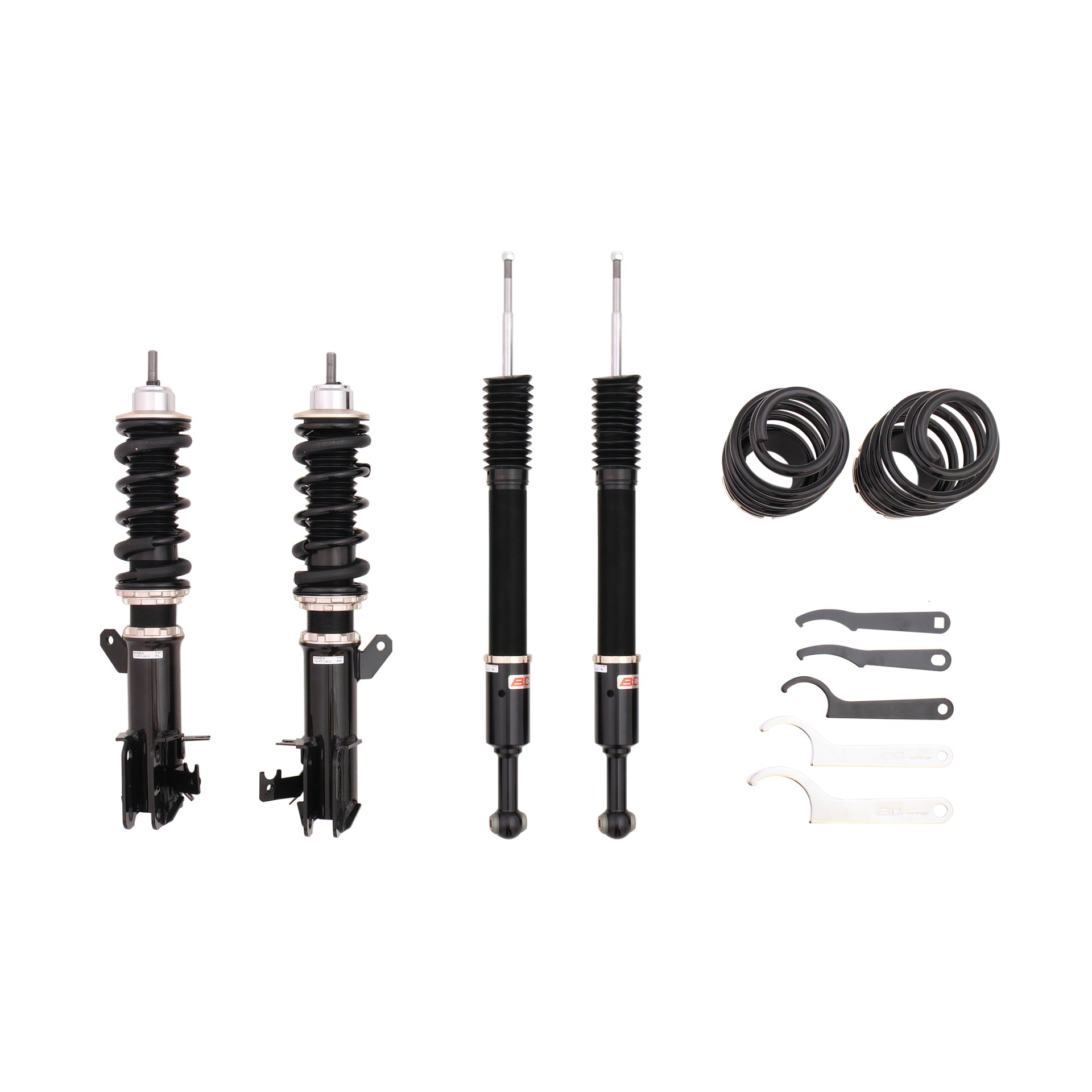 BC Racing coilovers on a white background