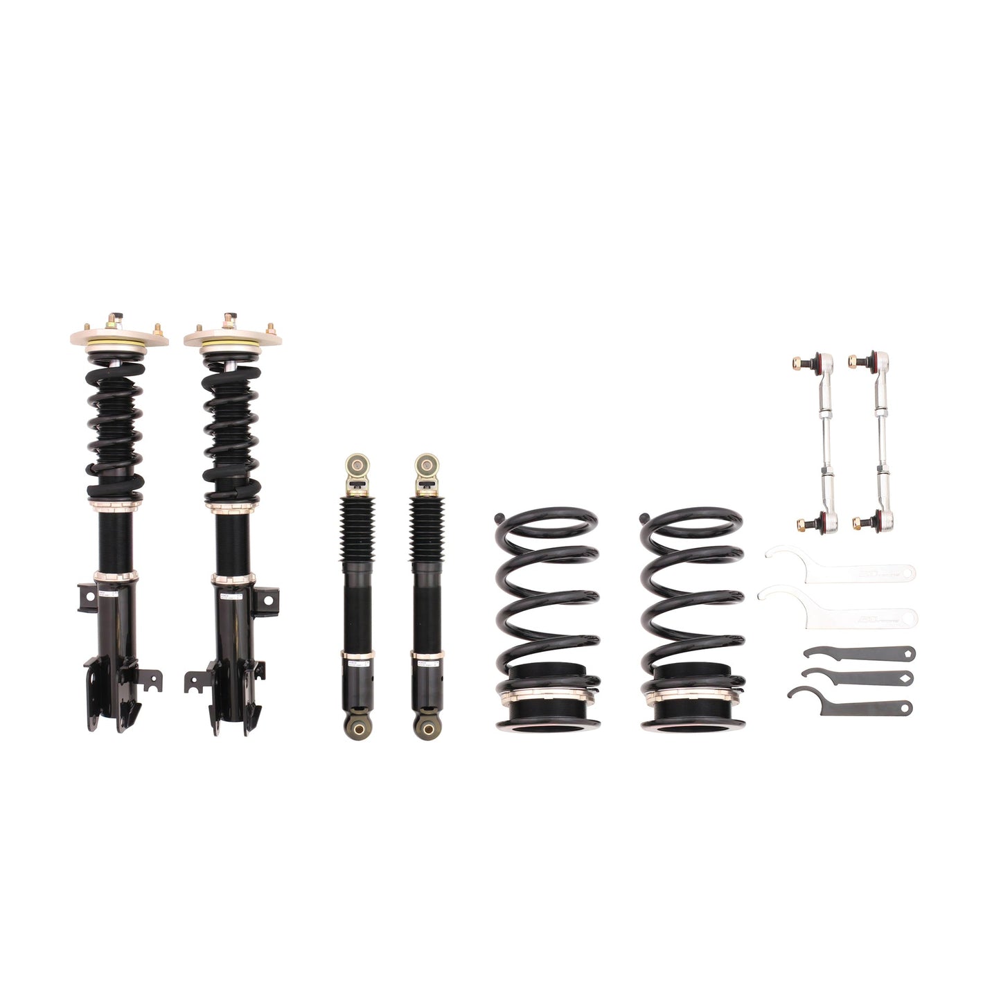 BC Racing coilovers on a white background