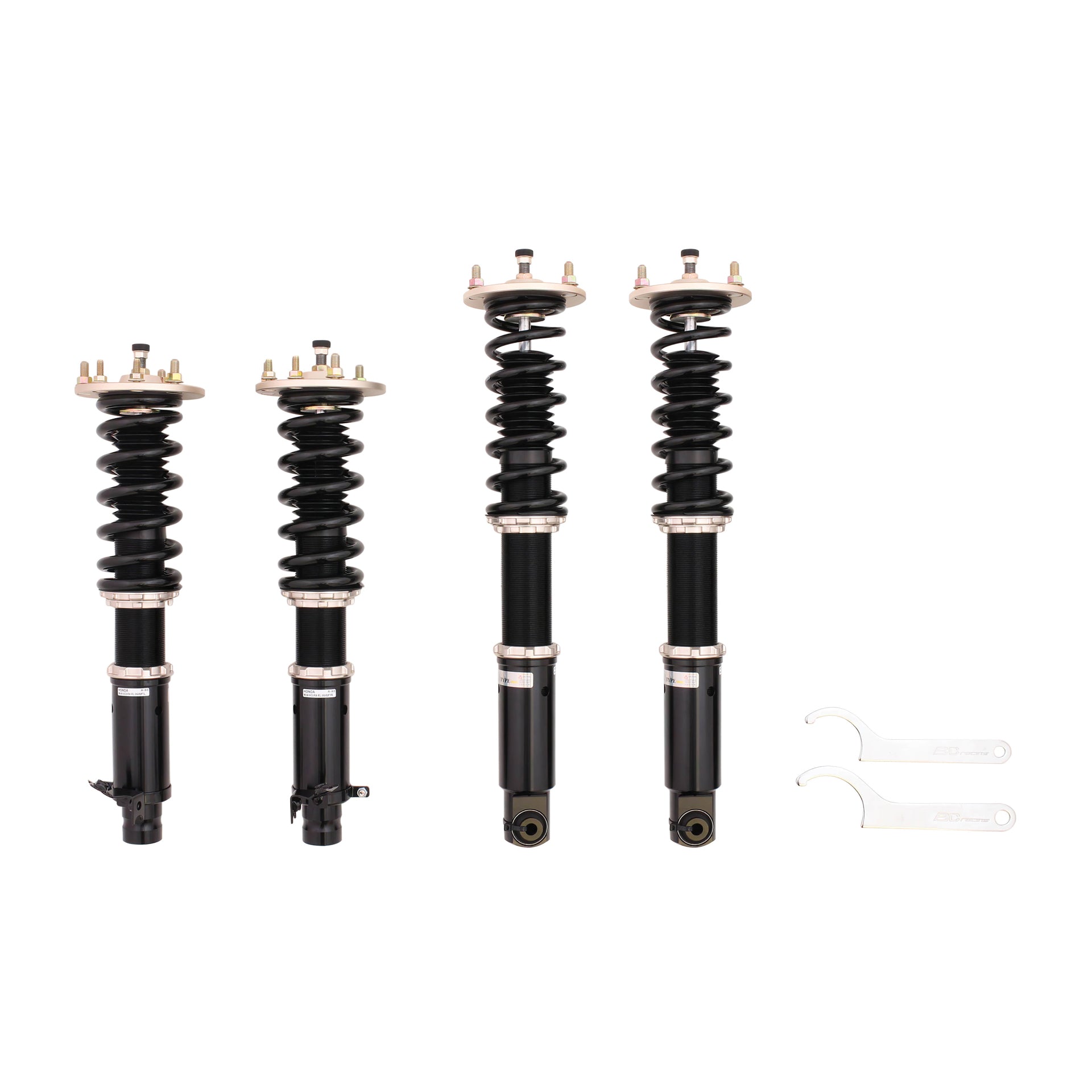 BC Racing coilovers on a white background
