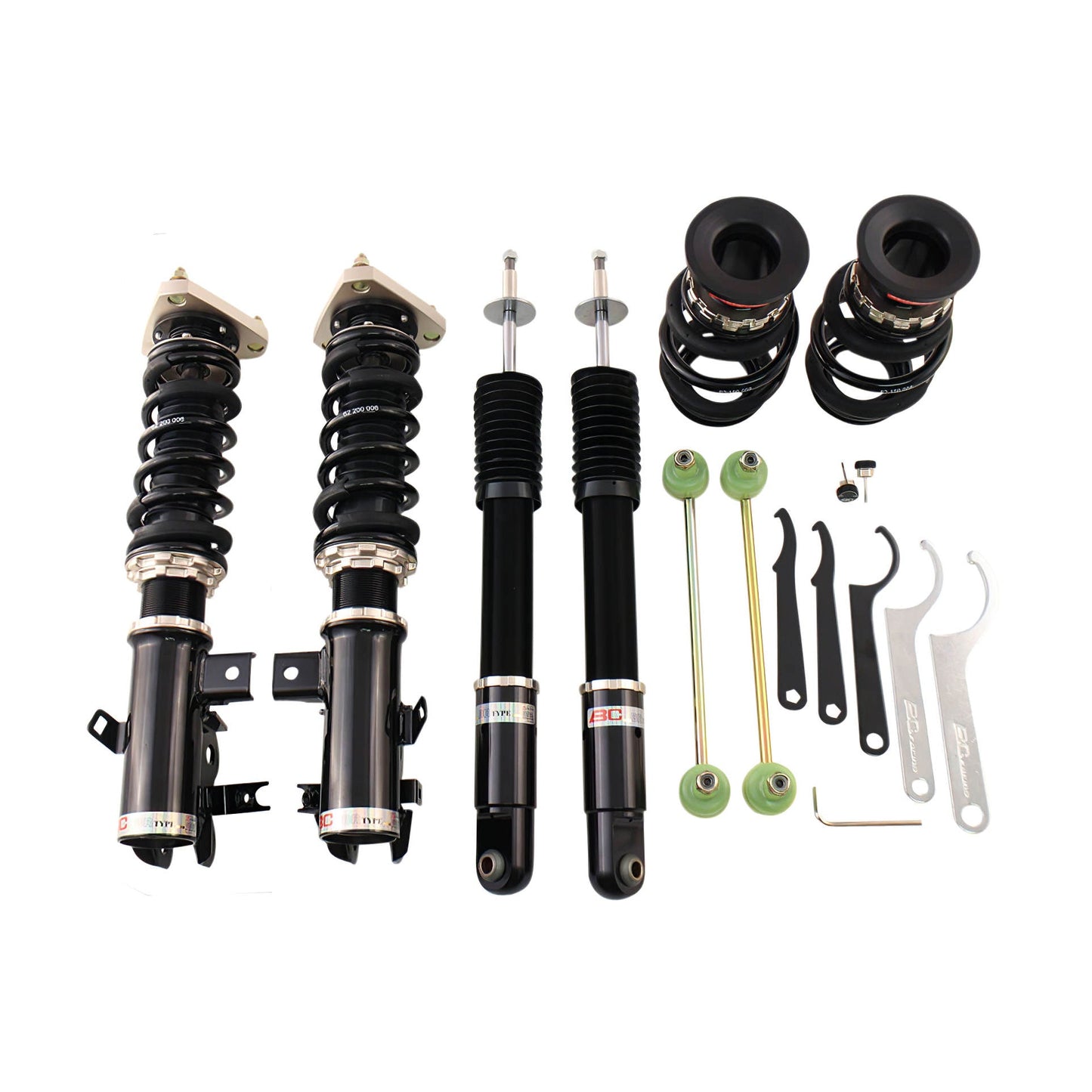 BC Racing coilovers on a white background