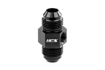HPS Performance AN Male to Male Adapter with 1/8" NPT Female Port, Aluminum, Black