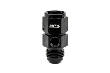 HPS Performance AN Male to Female Fuel Pressure Gauge Adapter with 1/8" NPT Female Port, Aluminum, Black