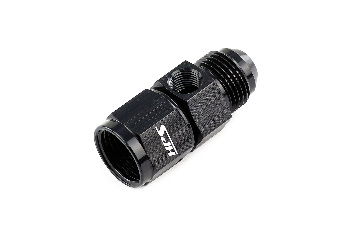 HPS Performance AN Male to Female Fuel Pressure Gauge Adapter with 1/8" NPT Female Port, Aluminum, Black