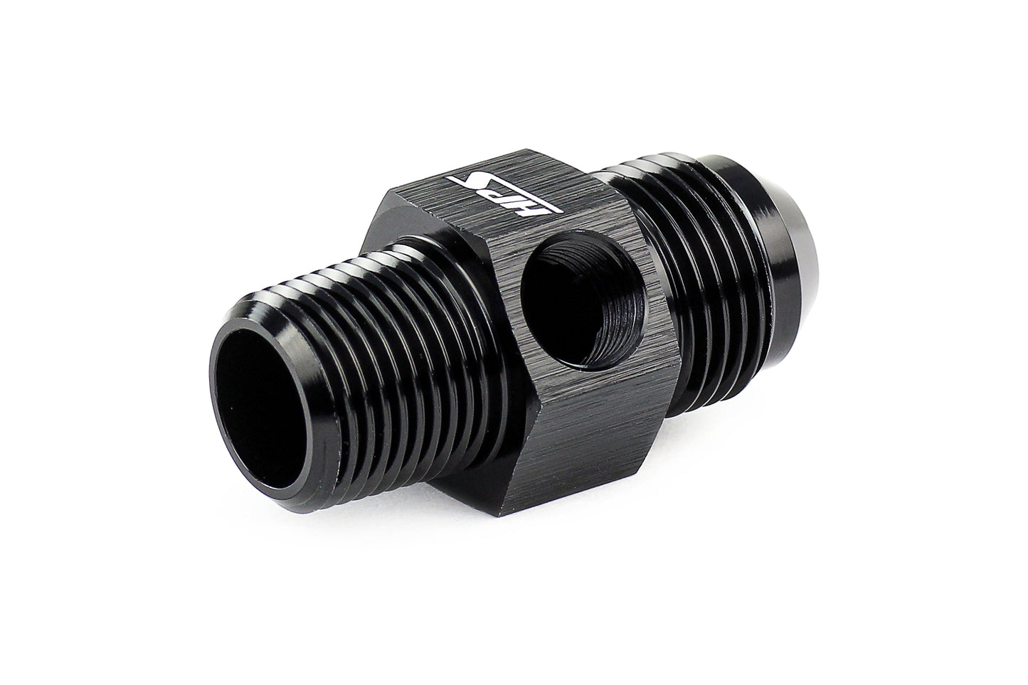 HPS Performance AN Male to NPT Male Adapter with 1/8" NPT Female Port, Aluminum, Black