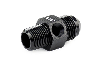 HPS Performance AN Male to NPT Male Adapter with 1/8" NPT Female Port, Aluminum, Black