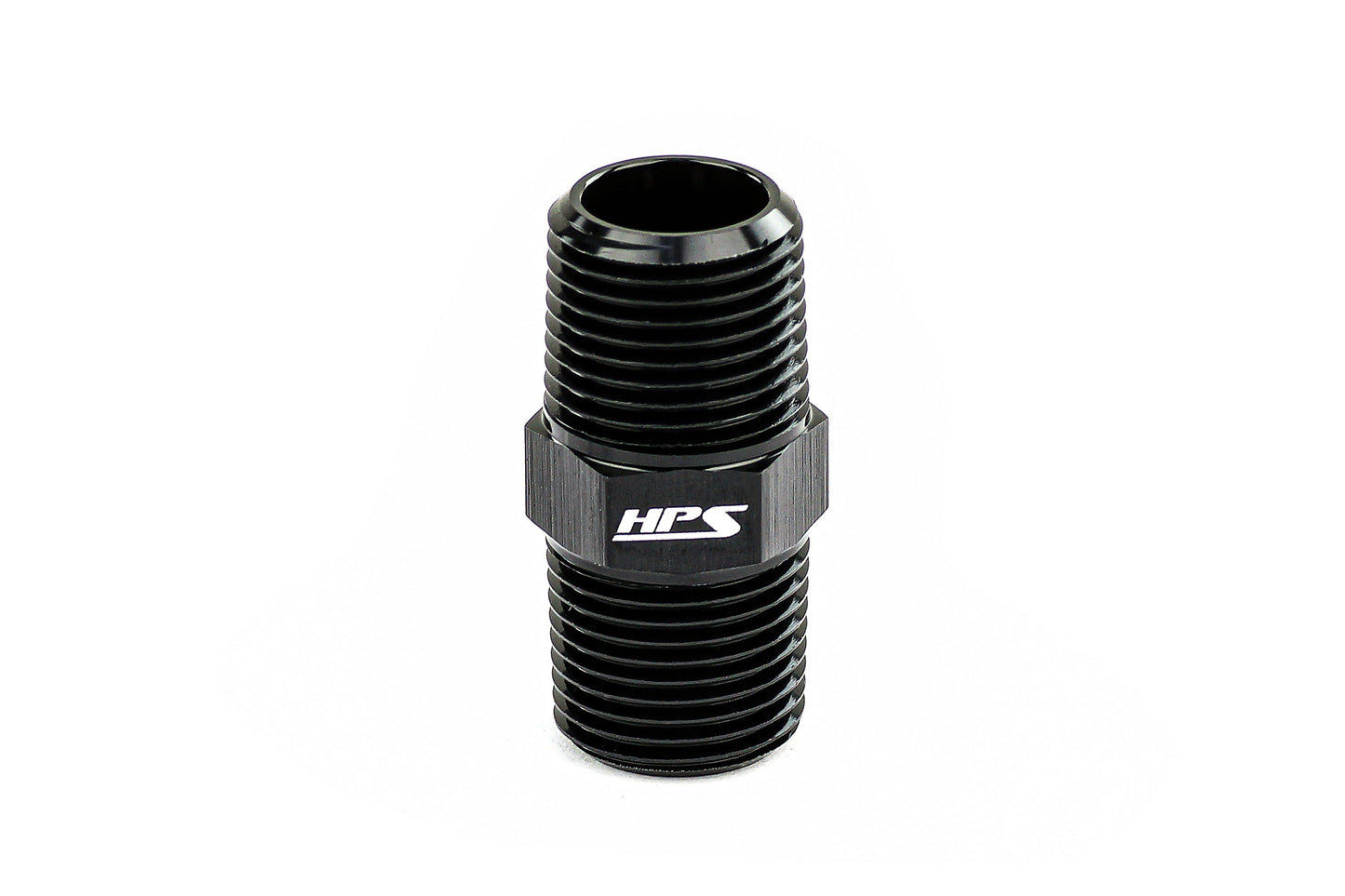 HPS Performance Straight NPT Male To NPT Male Union Coupler Adapter, Aluminum, Black