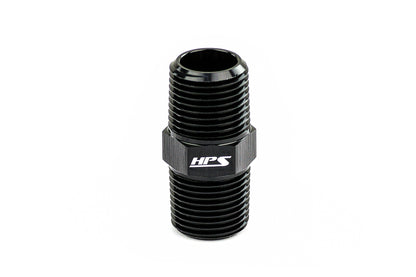 HPS Performance Straight NPT Male To NPT Male Union Coupler Adapter, Aluminum, Black