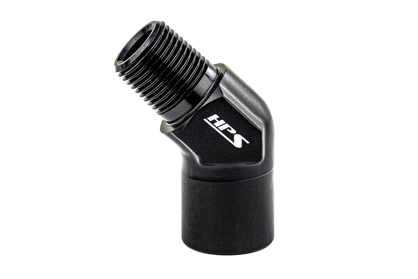 HPS Performance 45 Degree Aluminum 1/8" NPT Male To Female Adapter, Black