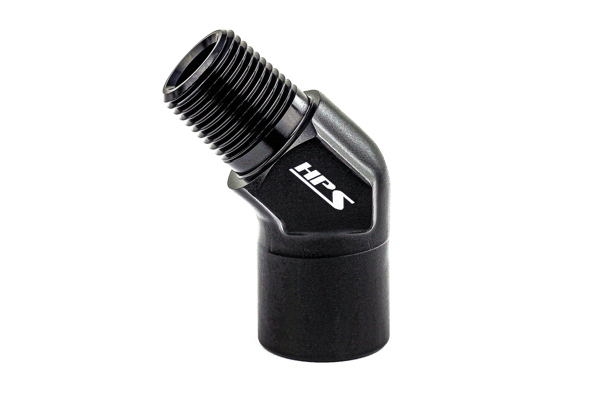 HPS Performance 45 Degree Aluminum 1/8" NPT Male To Female Adapter, Black
