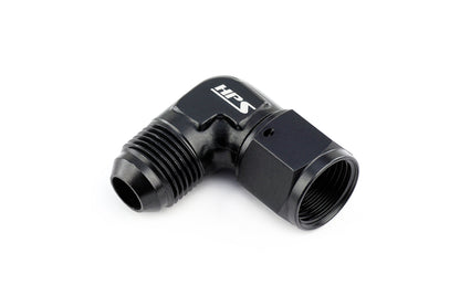 HPS Performance Black Aluminum 90 Degree AN Male to Female Swivel Adapter Coupler -4 -6