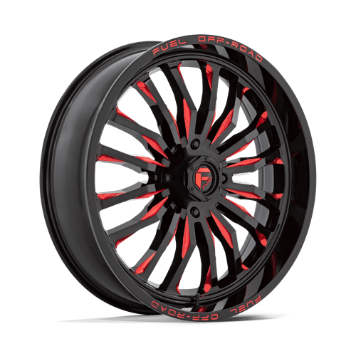 Fuel Offroad D822 ARC UTV Gloss Black Milled Red 24x7 +13 4x156mm 132mm
