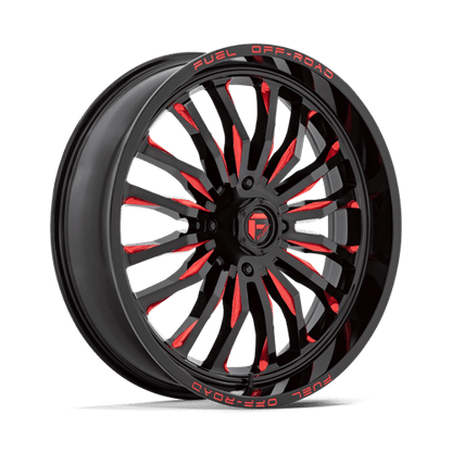 Fuel Offroad D822 ARC UTV Gloss Black Milled Red 24x7 +13 4x137mm 110.1mm