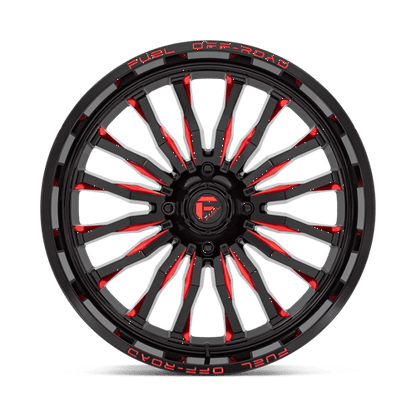 Fuel Offroad D822 ARC UTV Gloss Black Milled Red 24x7 +13 4x137mm 110.1mm