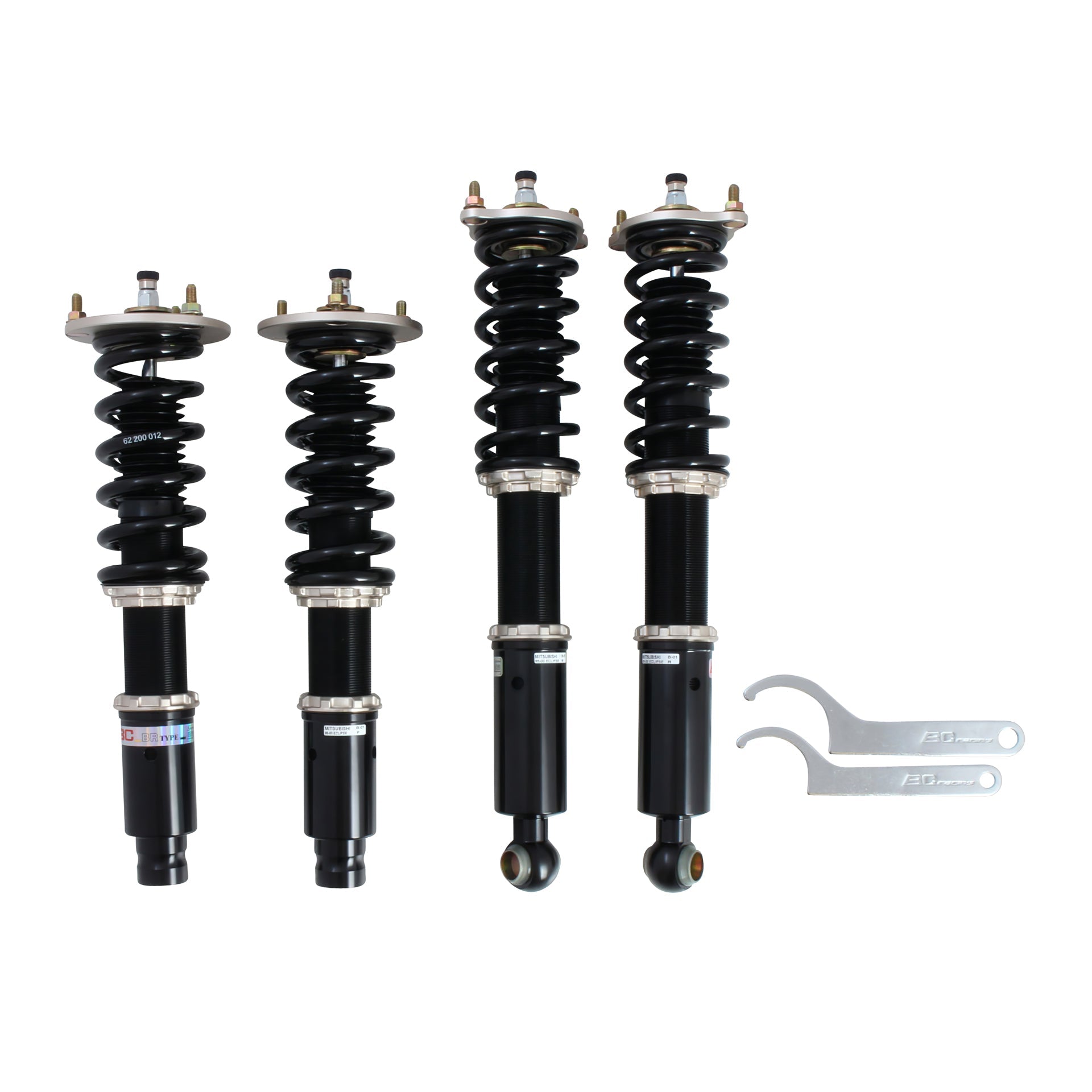 BC Racing coilovers on a white background