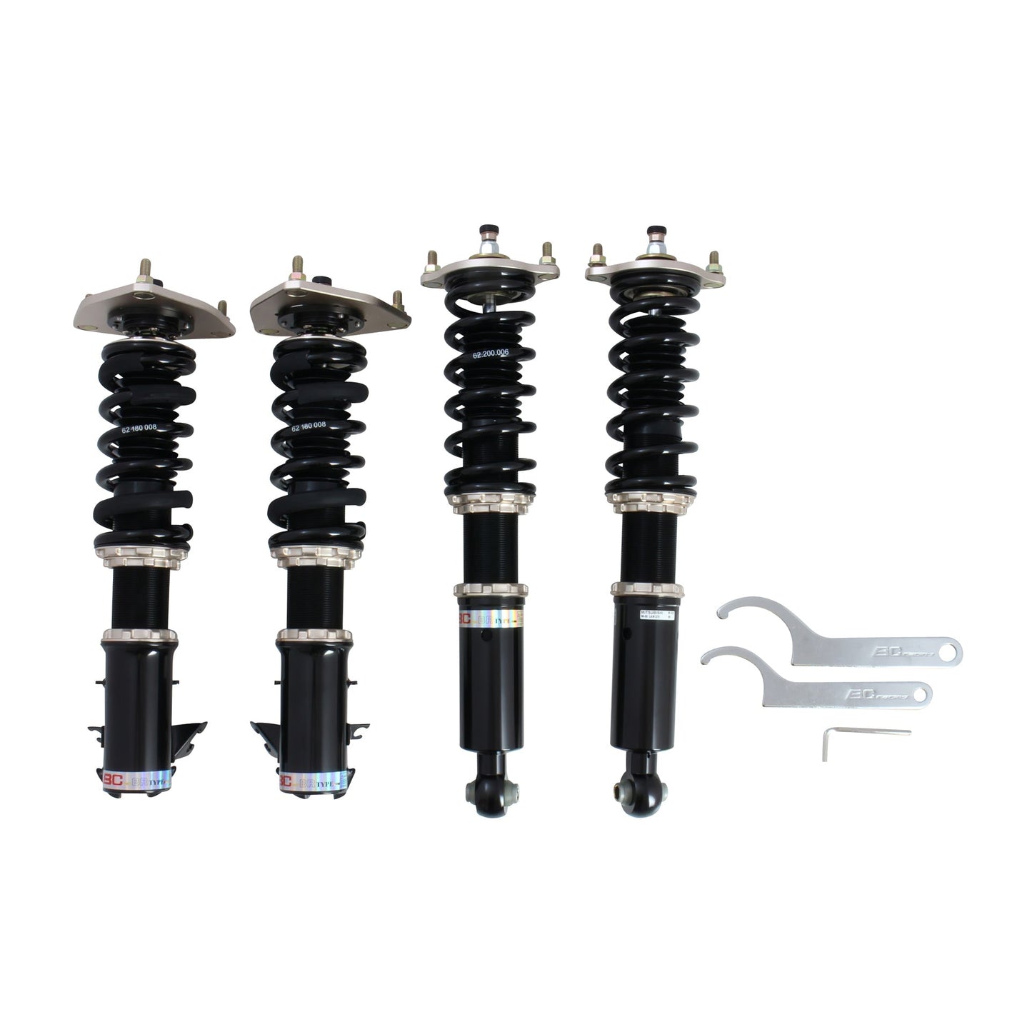 BC Racing coilovers on a white background