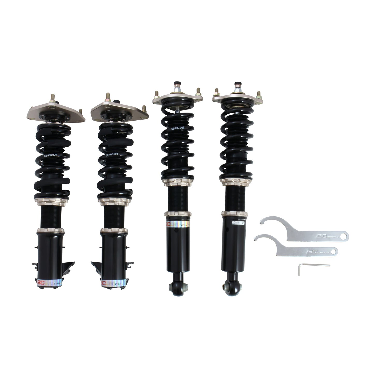 BC Racing coilovers on a white background